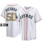 J.R. Richard Men's Houston Astros Gold Replica White 2023 Collection Jersey