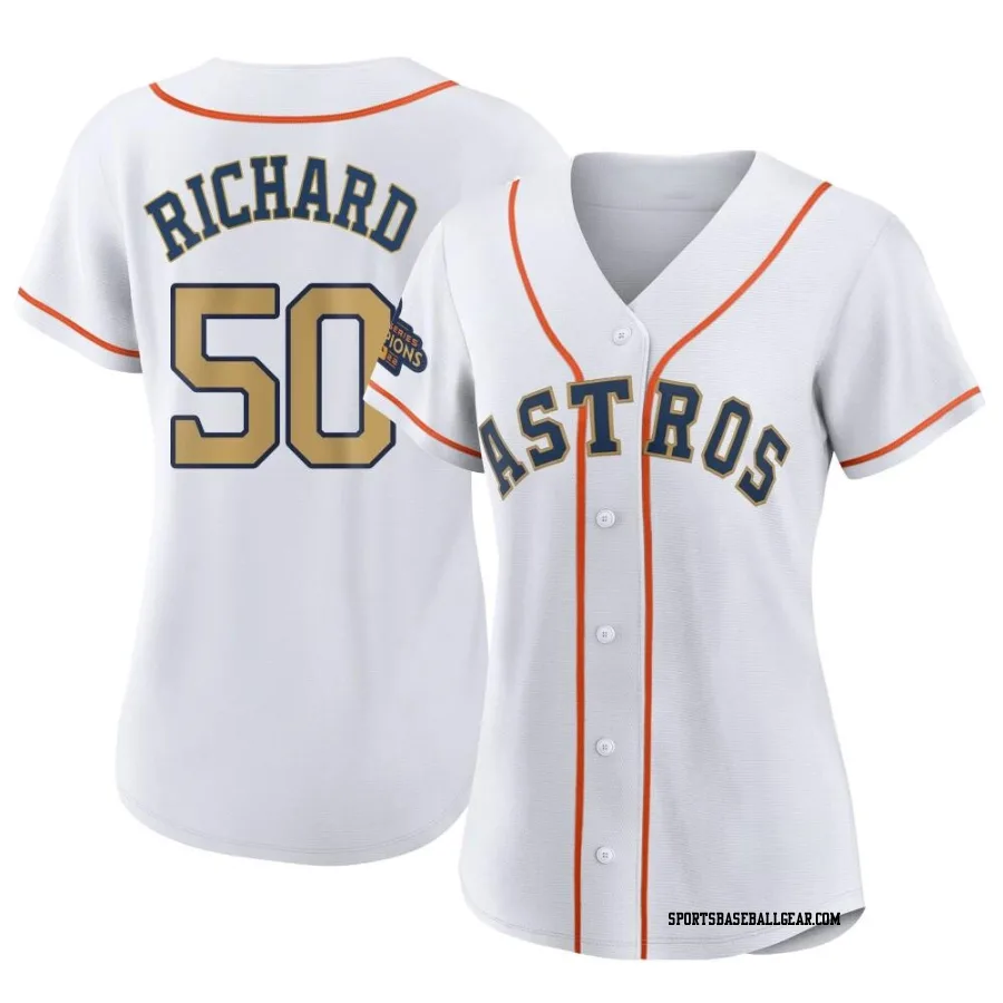 J.R. Richard Women's Houston Astros Gold Replica White 2023 Collection Jersey