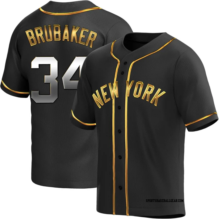 JT Brubaker Men's New York Yankees Black Golden Replica Alternate Jersey