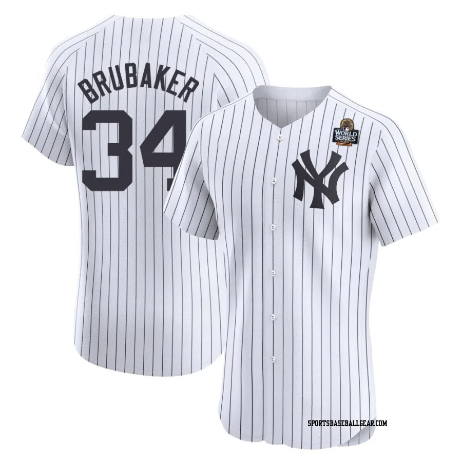 JT Brubaker Men's New York Yankees White Elite Home 2024 World Series Jersey