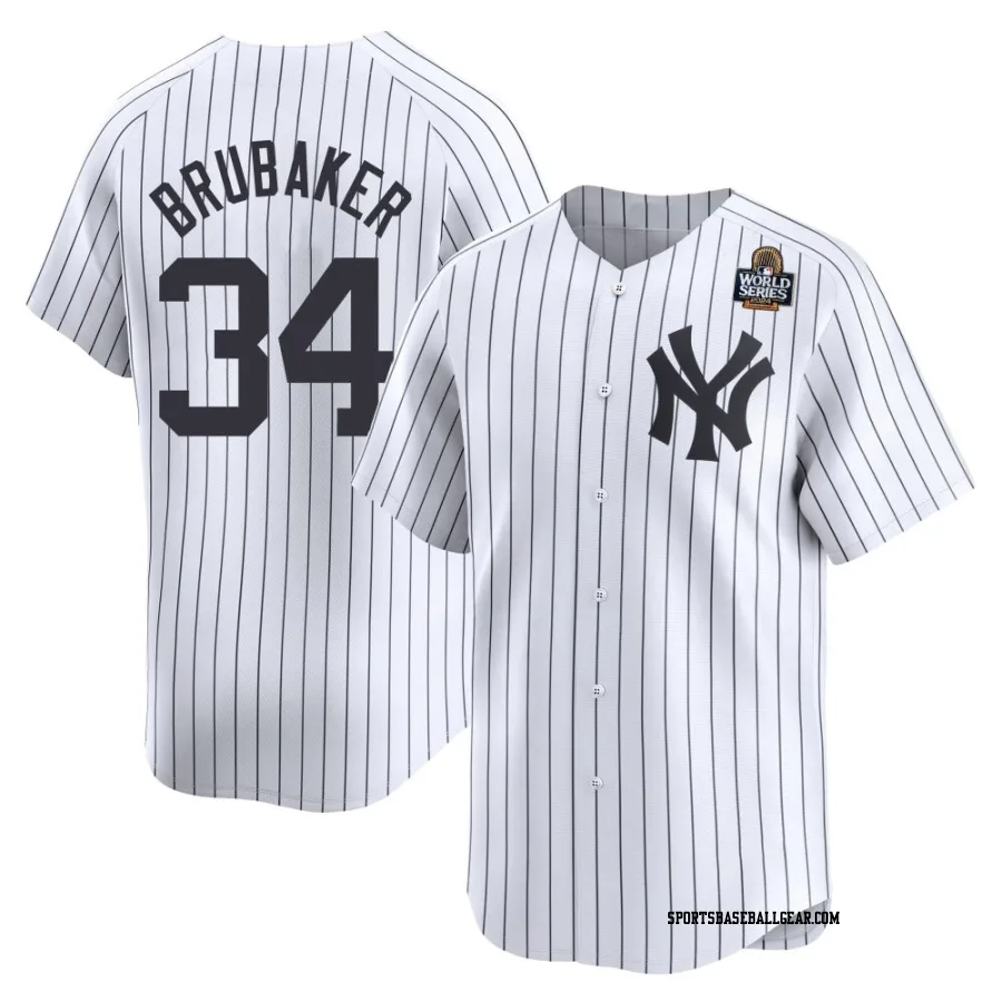 JT Brubaker Men's New York Yankees White Limited Yankee Home 2024 World Series Jersey