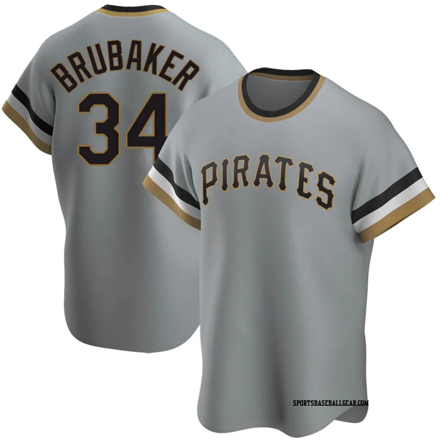 JT Brubaker Men's Pittsburgh Pirates Gray Replica Road Cooperstown Collection Jersey