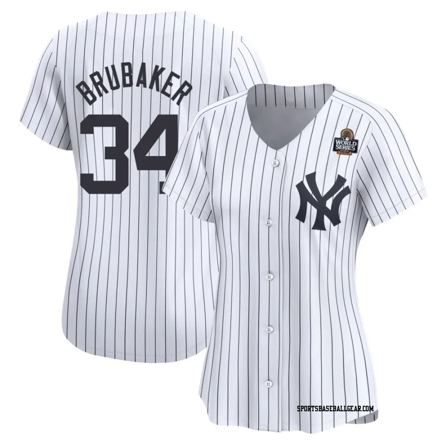 JT Brubaker Women's New York Yankees White Limited Yankee Home 2024 World Series Jersey