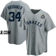 JT Brubaker Youth New York Yankees Gray Replica Road Cooperstown Collection 2024 World Series Jersey