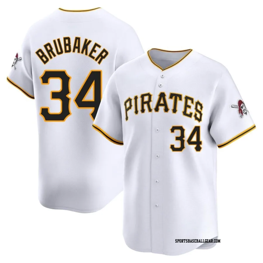 JT Brubaker Youth Pittsburgh Pirates White Limited Home Jersey