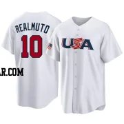 J.T. Realmuto Youth Philadelphia Phillies White Replica USA Baseball 2023 World Baseball Classic Jersey