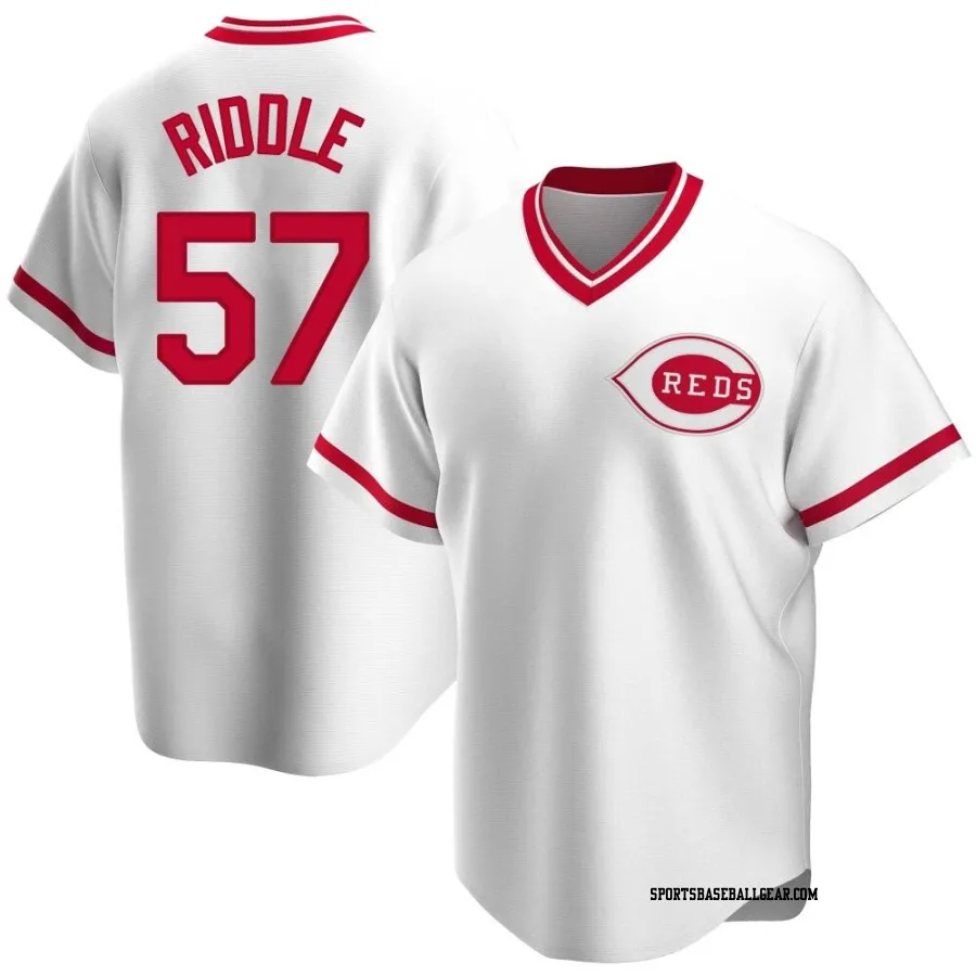 JT Riddle Men's Cincinnati Reds White Replica Home Cooperstown Collection Jersey