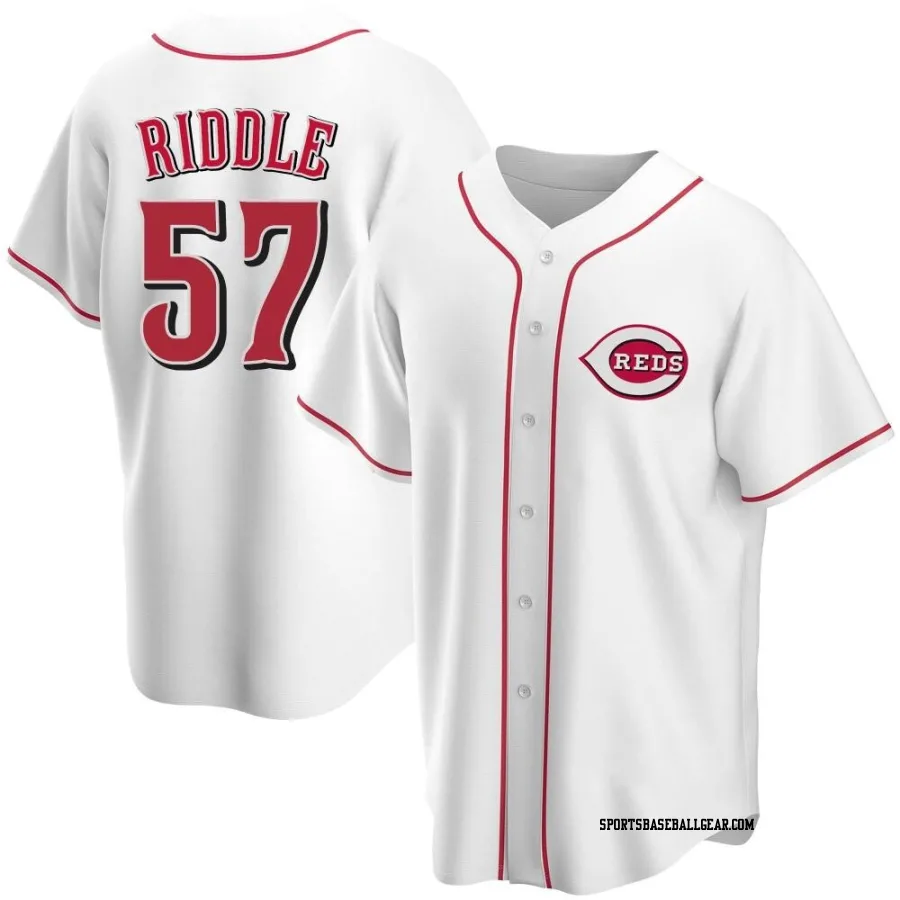 JT Riddle Men's Cincinnati Reds White Replica Home Jersey