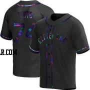 Juan Brito Men's Cleveland Guardians Black Holographic Replica Alternate Jersey