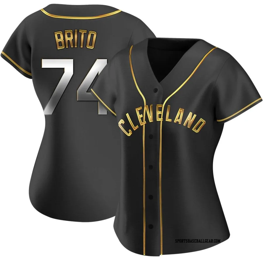 Juan Brito Women's Cleveland Guardians Black Golden Replica Alternate Jersey