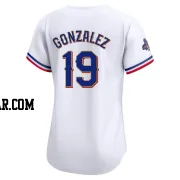 Juan Gonzalez Women's Texas Rangers Gold Limited White 2024 Collection Jersey