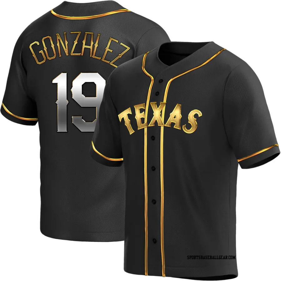 Juan Gonzalez Youth Texas Rangers Black Golden Replica Alternate Jersey