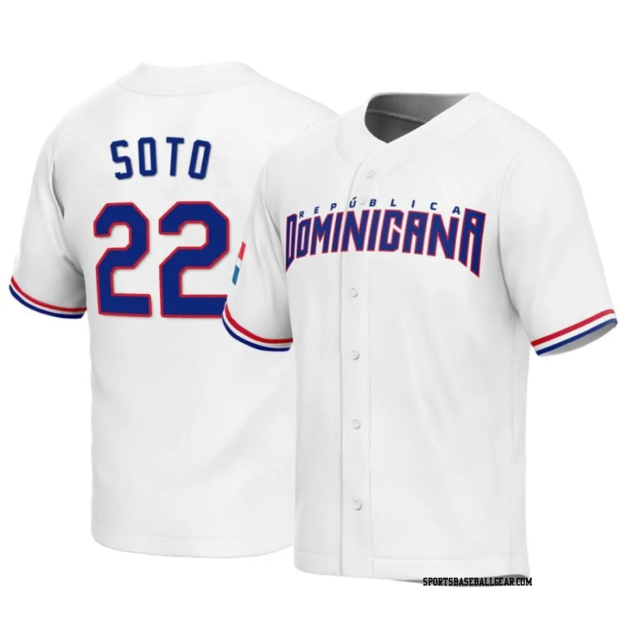 Juan Soto Men's Dominican Republic Baseball White Replica 2023 World Baseball Classic Jersey