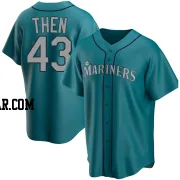 Juan Then Men's Seattle Mariners Aqua Replica Alternate Jersey