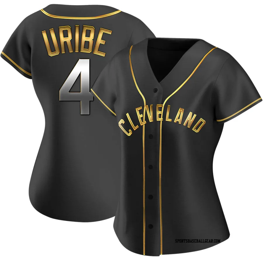 Juan Uribe Women's Cleveland Guardians Black Golden Replica Alternate Jersey