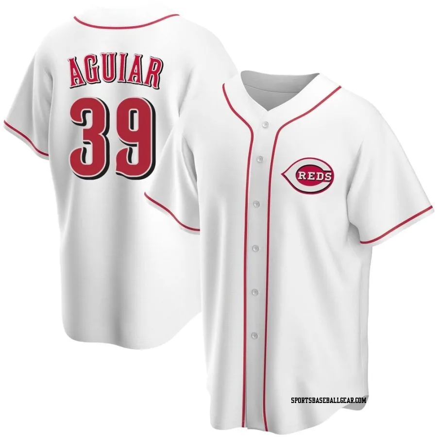 Julian Aguiar Youth Cincinnati Reds White Replica Home Jersey