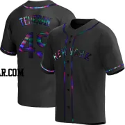 Julio Teheran Men's New York Mets Black Holographic Replica Alternate Jersey