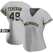 Julio Teheran Women's Milwaukee Brewers Gray Authentic Road Jersey