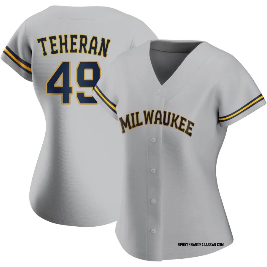 Julio Teheran Women's Milwaukee Brewers Gray Authentic Road Jersey