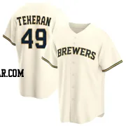 Julio Teheran Youth Milwaukee Brewers Cream Replica Home Jersey