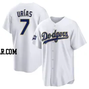 Julio Urias Men's Los Angeles Dodgers White/Gold Replica 2021 Gold Program Player Jersey