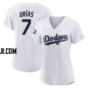 Julio Urias Women's Los Angeles Dodgers White/Gold Authentic 2021 Gold Program Player Jersey