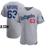 Justin Bruihl Men's Los Angeles Dodgers Gray Authentic Away Jersey