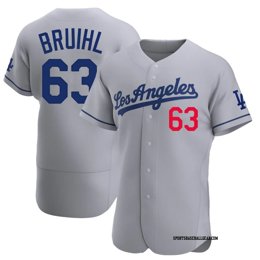 Justin Bruihl Men's Los Angeles Dodgers Gray Authentic Away Jersey