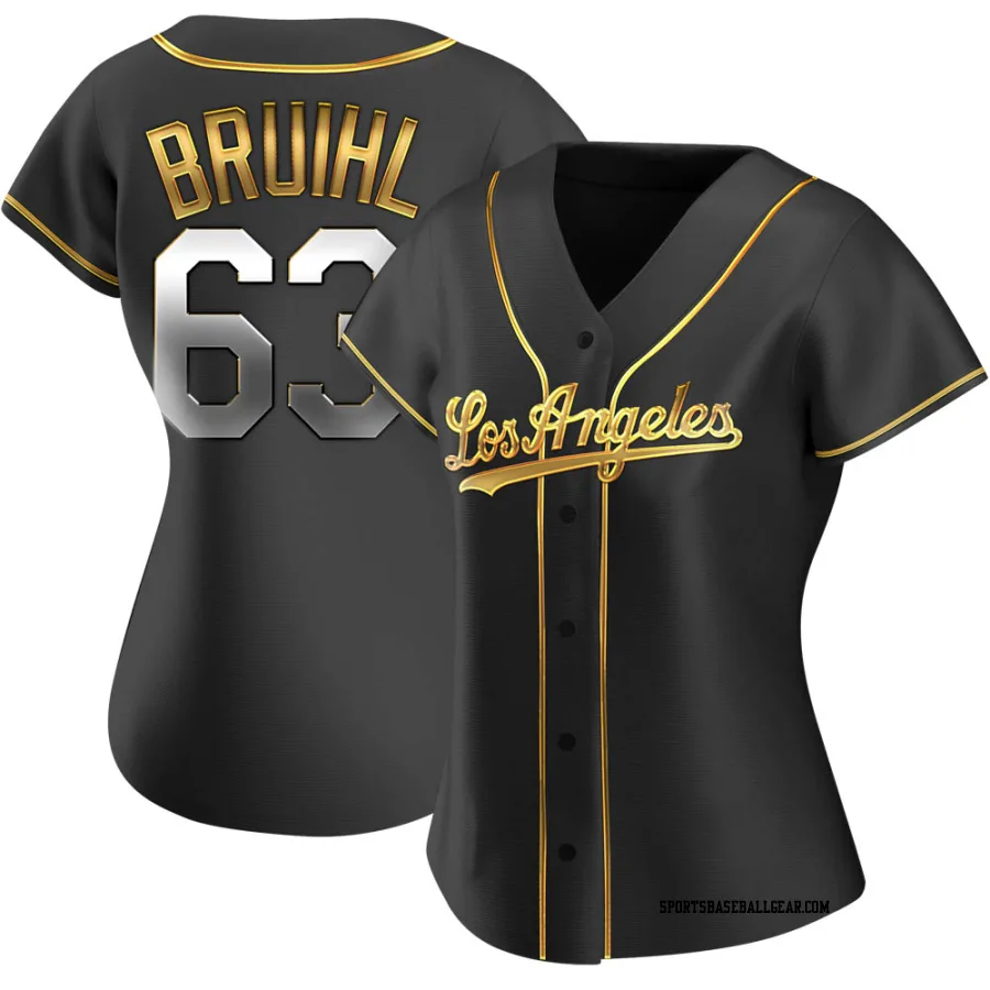 Justin Bruihl Women's Los Angeles Dodgers Black Golden Replica Alternate Jersey