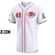 Justin Dunn Men's Cincinnati Reds White Elite Home Patch Jersey