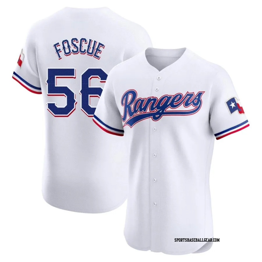 Justin Foscue Men's Texas Rangers White Elite Home Jersey