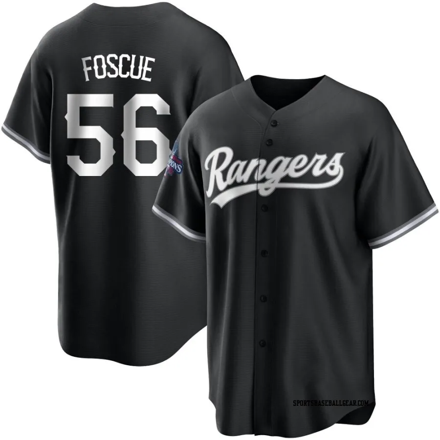 Justin Foscue Men's Texas Rangers White Replica Black 2023 World Series Champions Jersey