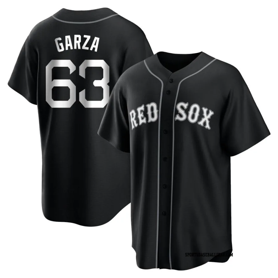 Justin Garza Men's Boston Red Sox Black/White Replica Jersey