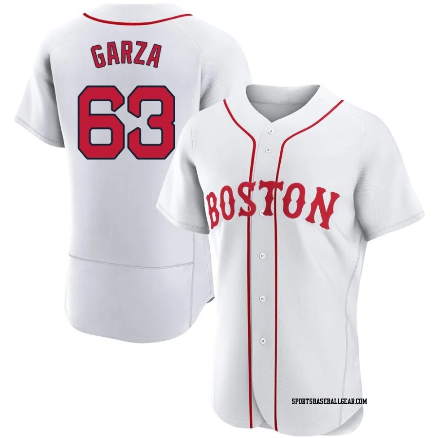 Justin Garza Men's Boston Red Sox White Authentic 2021 Patriots' Day Jersey