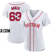 Justin Garza Women's Boston Red Sox White Authentic 2021 Patriots' Day Jersey