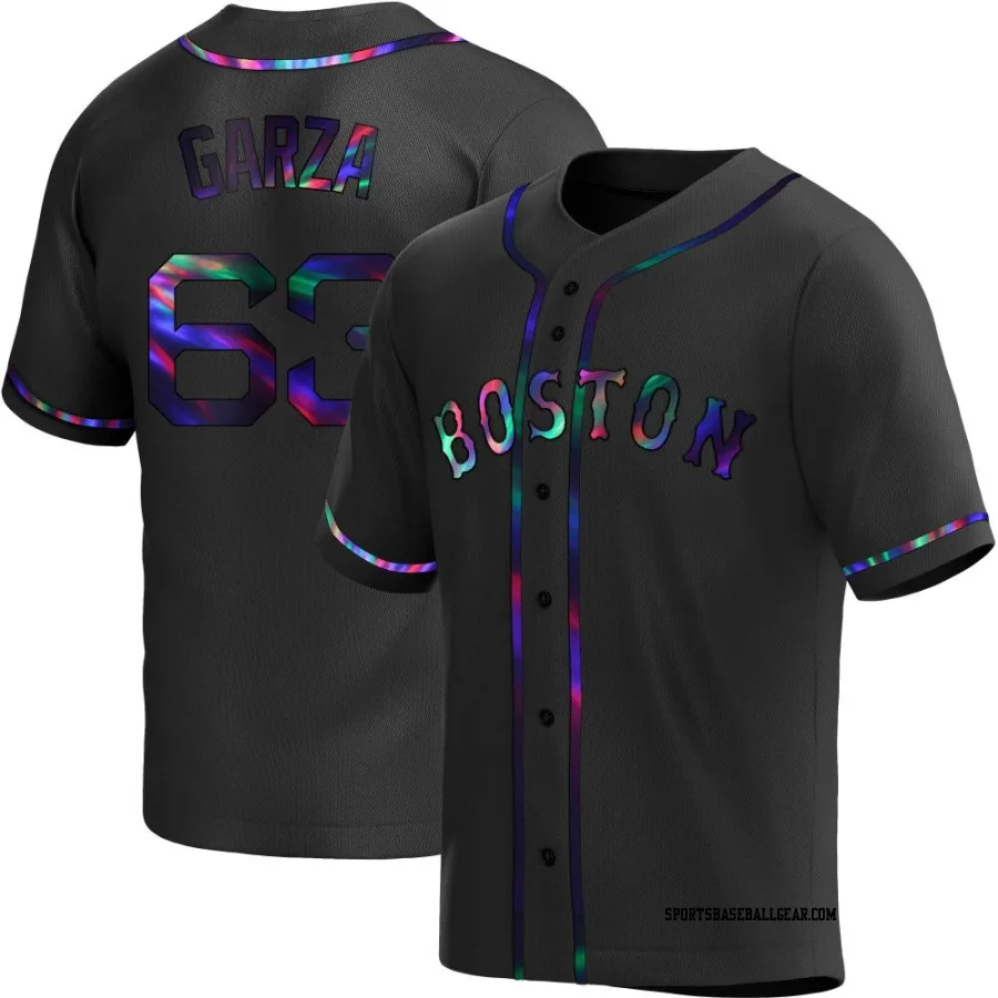 Justin Garza Youth Boston Red Sox Black Holographic Replica Alternate Jersey