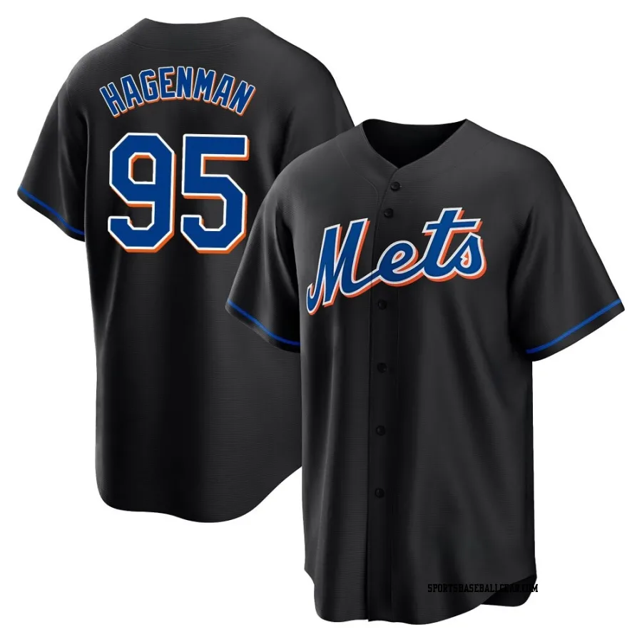 Justin Hagenman Men's New York Mets Black Replica 2022 Alternate Jersey