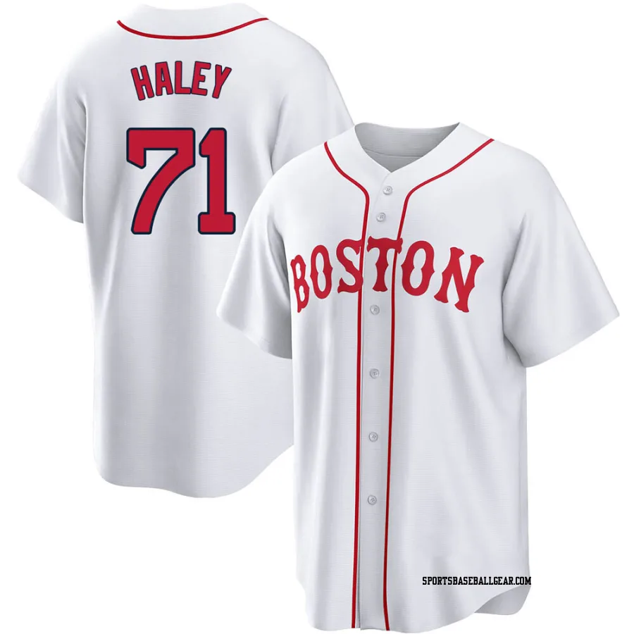 Justin Haley Men's Boston Red Sox White Replica 2021 Patriots' Day Jersey