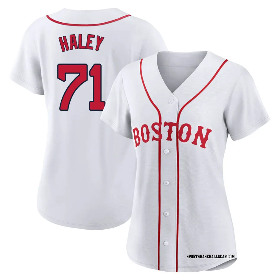 Justin Haley Women's Boston Red Sox White Authentic 2021 Patriots' Day Jersey