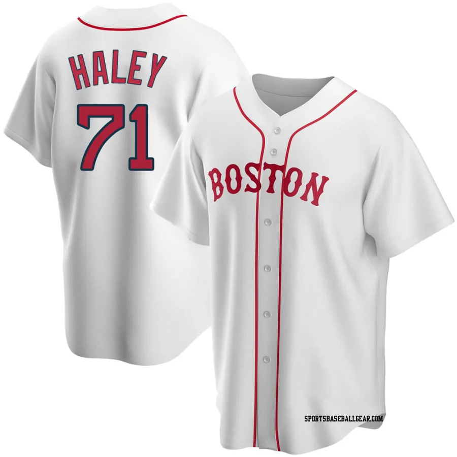 Justin Haley Youth Boston Red Sox White Replica Alternate Jersey