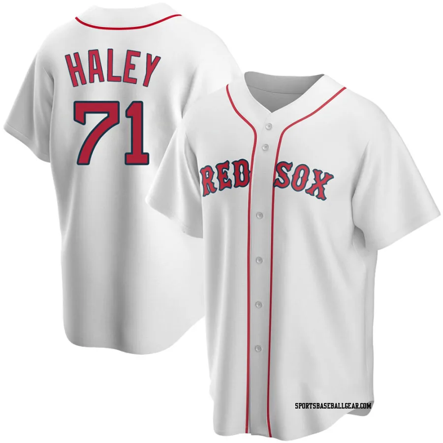 Justin Haley Youth Boston Red Sox White Replica Home Jersey