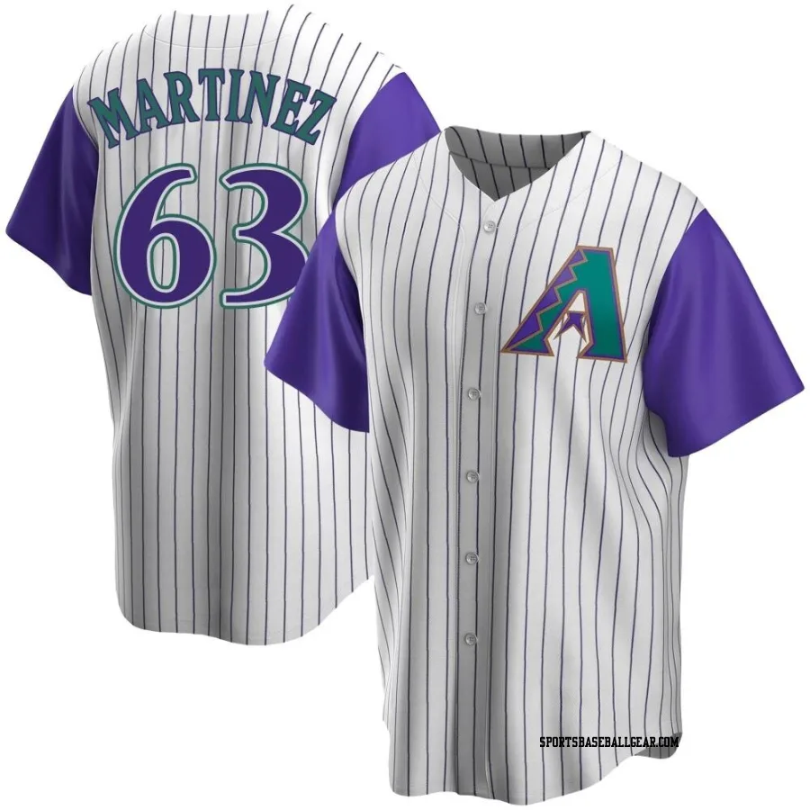 Justin Martinez Men's Arizona Diamondbacks Cream/Purple Replica Alternate Cooperstown Collection Jersey