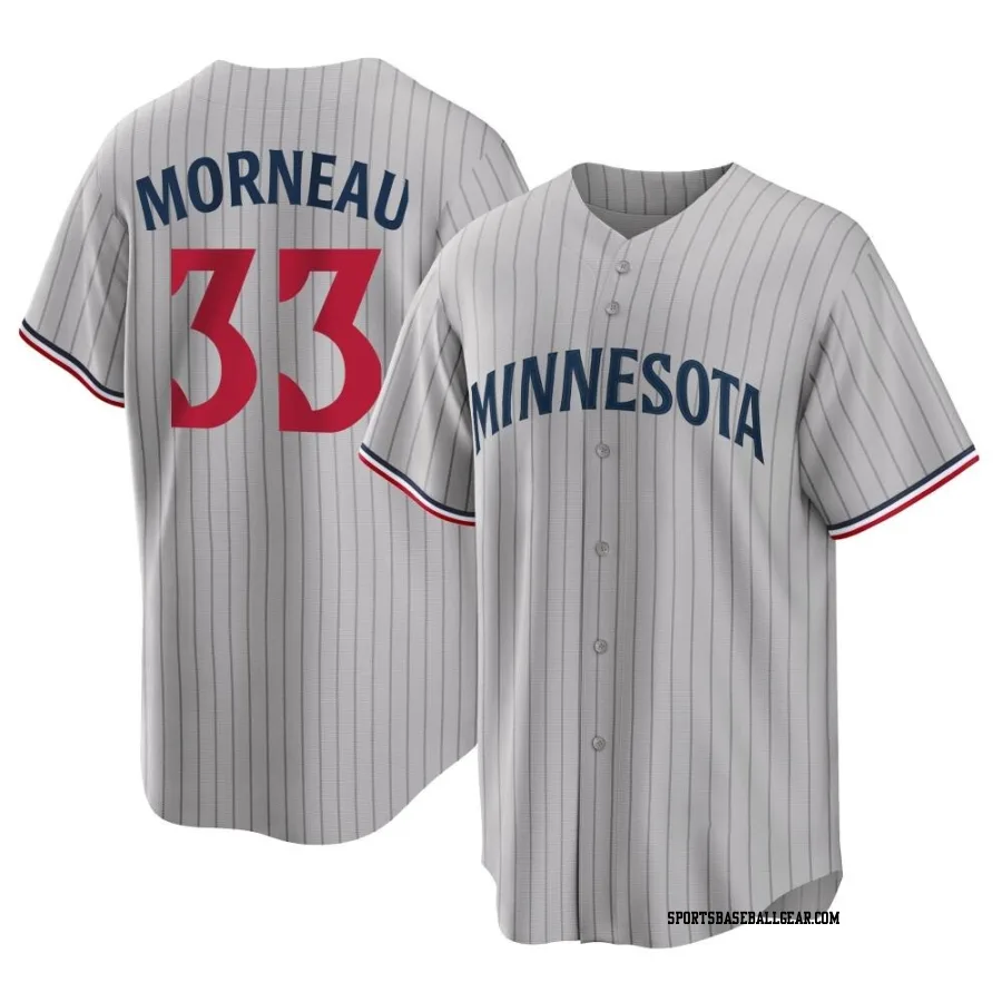 Justin Morneau Men's Minnesota Twins Gray Replica Road Jersey