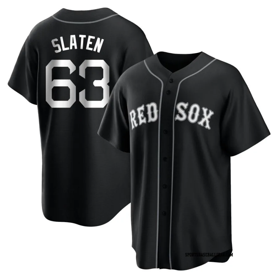 Justin Slaten Men's Boston Red Sox Black/White Replica Jersey