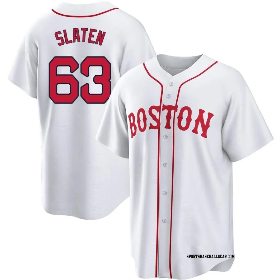 Justin Slaten Men's Boston Red Sox White Replica 2021 Patriots' Day Jersey