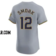 Justin Smoak Men's Milwaukee Brewers Gray Elite Road Jersey