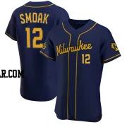 Justin Smoak Men's Milwaukee Brewers Navy Authentic Alternate Jersey