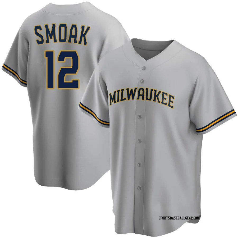 Justin Smoak Youth Milwaukee Brewers Gray Replica Road Jersey