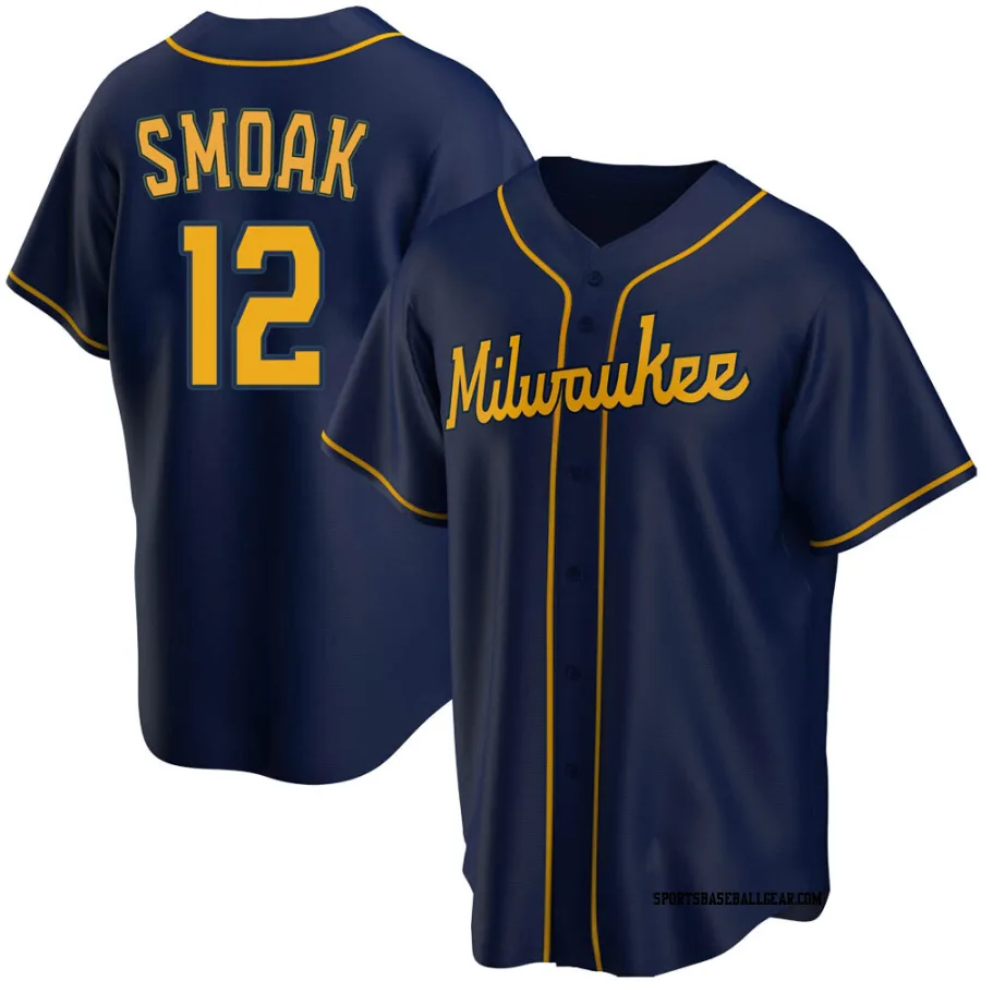 Justin Smoak Youth Milwaukee Brewers Navy Replica Alternate Jersey