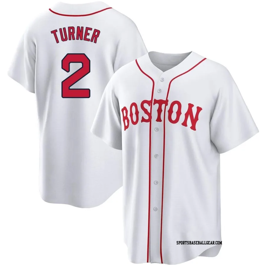 Justin Turner Youth Boston Red Sox White Replica 2021 Patriots' Day Jersey